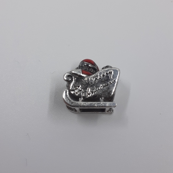 Pandora Sterling Silver And Red Enamel Santa Sleigh Merry Christmas Charm - Picture 3 of 6